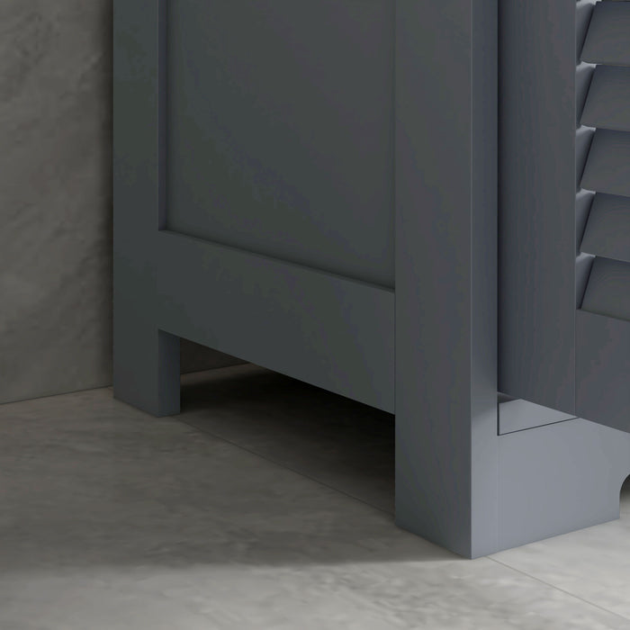 Bathroom Storage Organizer with Louvred Doors - Drawer Cabinet with Open Compartment & Adjustable Shelving - Space-Saving Solution for Washroom Essentials, Grey