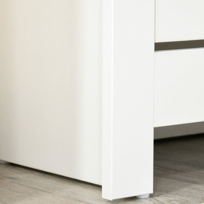 4-Tier Shoe Storage Cabinet - White Organizer with 2 Drawers & 4 Shelves, Durable with Protective Legs - Sleek Design for Hallway or Bedroom Organization