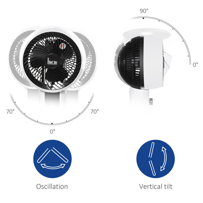 32'' Air Circulator Fan with 3 Speed Settings - 70° Oscillation and 90° Vertical Tilt, Portable with Round Base and Carry Handle - Ideal for Living Room, Bedroom, Office in Sleek Black and White Design