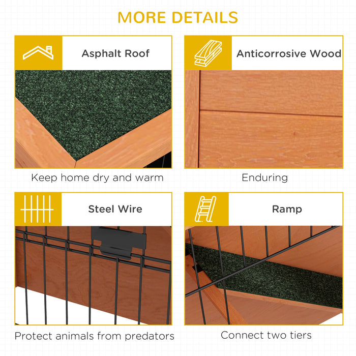 2-Tier Antiseptic Wooden Rabbit Hutch with Outdoor Run - Enhanced Protection, Durable Construction, Pet-Friendly Design - Ideal for Rabbit Safety and Comfort in Outdoor Environments