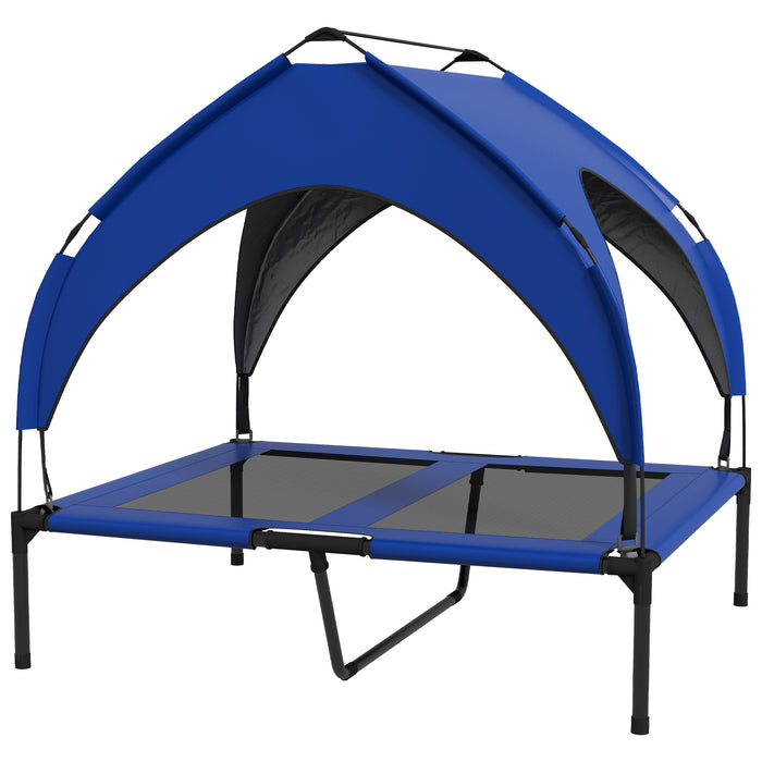 Elevated Cooling Dog Bed - 91 x 76 x 89cm Washable Breathable Mesh Cot - Ideal for Medium to Large Dogs, Dark Blue