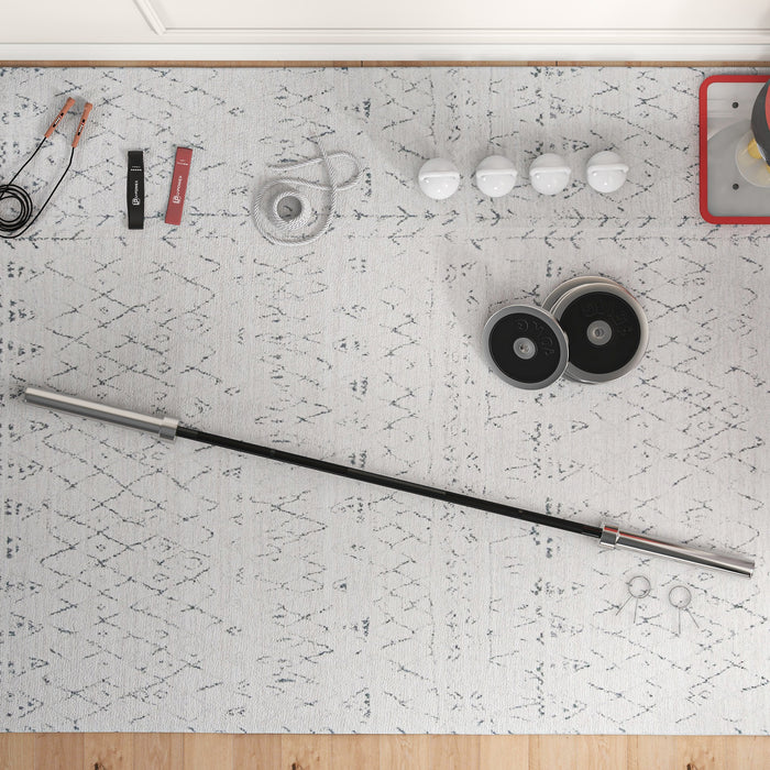 Olympic Barbell Bar with Spring Clips - 2-Inch Plate-Compatible Weightlifting Bar for Home Gym - Ideal for Strength Training and Fitness Enthusiasts