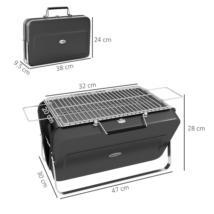Foldable Mini Charcoal Grill - Portable Suitcase Style BBQ for Outdoor Cooking - Ideal for Picnics, Camping, and Tailgate Parties
