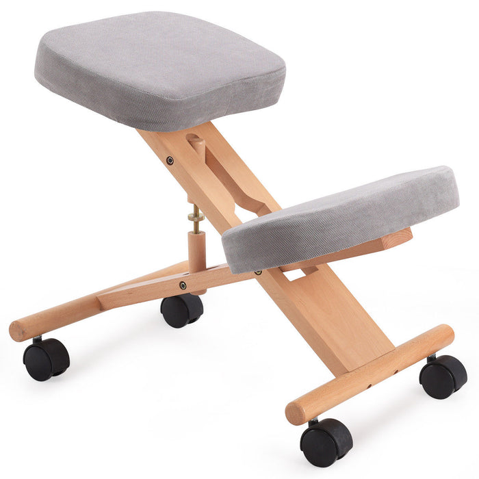 Wooden Orthopaedic Kneeling Stool with Ergonomic Posture Frame in Beige - Ideal for Improving Posture and Easing Back Pain