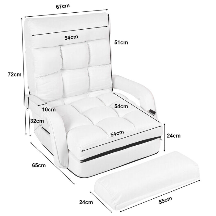 Lazy Chair - Adjustable Folding Floor Chair with Pillow in Blue - Ideal for Leisure, Relaxation and Comfort