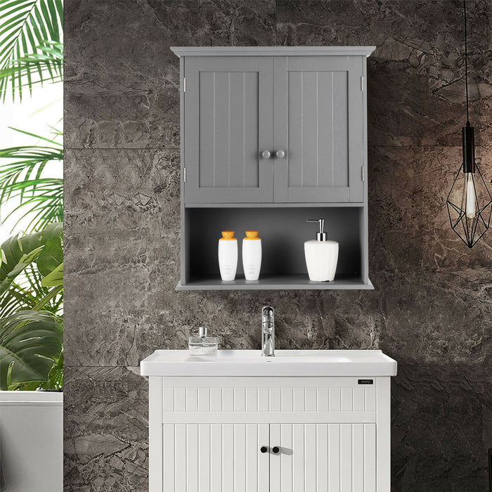 Grey Wall Mounted Cabinet - Bathroom Storage with Adjustable Shelf - Ideal for Maximizing Space and Organizing Supplies