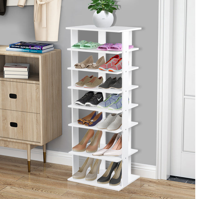 Wooden Black Shoe Rack - Extra Wide Vertical Storage with 7 Shelves - Ideal for Closet Organization and Space Saving