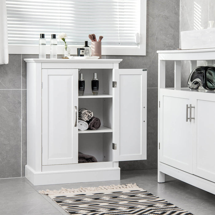 Freestanding Bathroom Cabinet - 2 Doors, Floor Cabinet in White - Ideal for Spacious Bathroom Storage Solutions