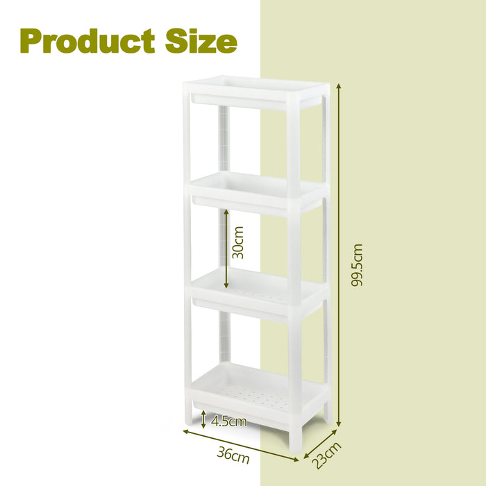 2 Pack 4-Tier Slim Kitchen Storage Cart - White Kitchen Organizer with Drainage Holes - Ideal for Maximizing Kitchen Storage Space