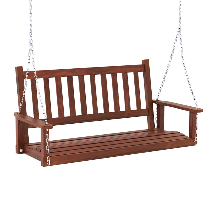 Wooden Outdoor Porch Swing - 2/3 Person Capacity, Adjustable Upper Chains, White - Perfect for Patio Relaxation and Entertaining Guests