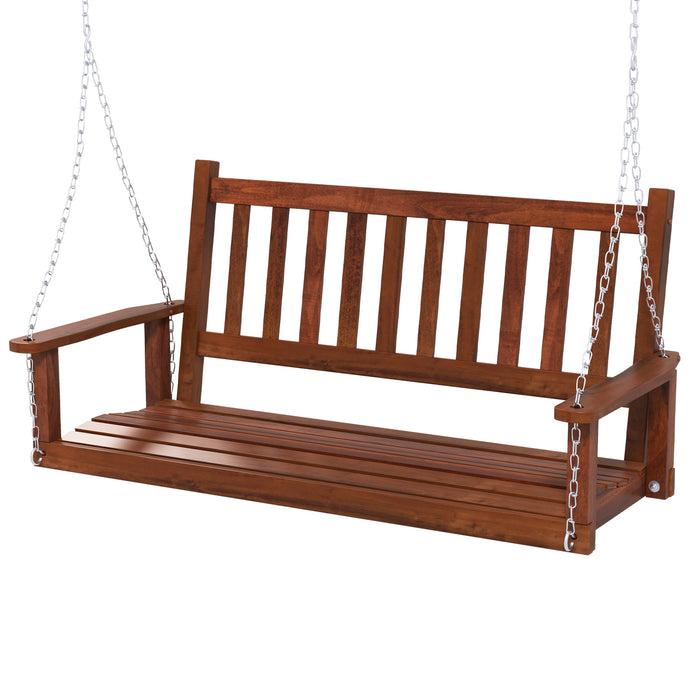 Wooden Outdoor Porch Swing - 2/3 Person Capacity, Adjustable Upper Chains, White - Perfect for Patio Relaxation and Entertaining Guests