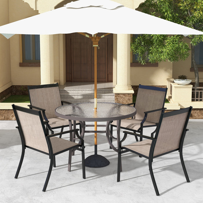 Patio Dining Chair Set - 2 Piece with Breathable Seat and Robust Metal Frame in Coffee Color - Outdoor Furniture for Comfortable Dining Experience