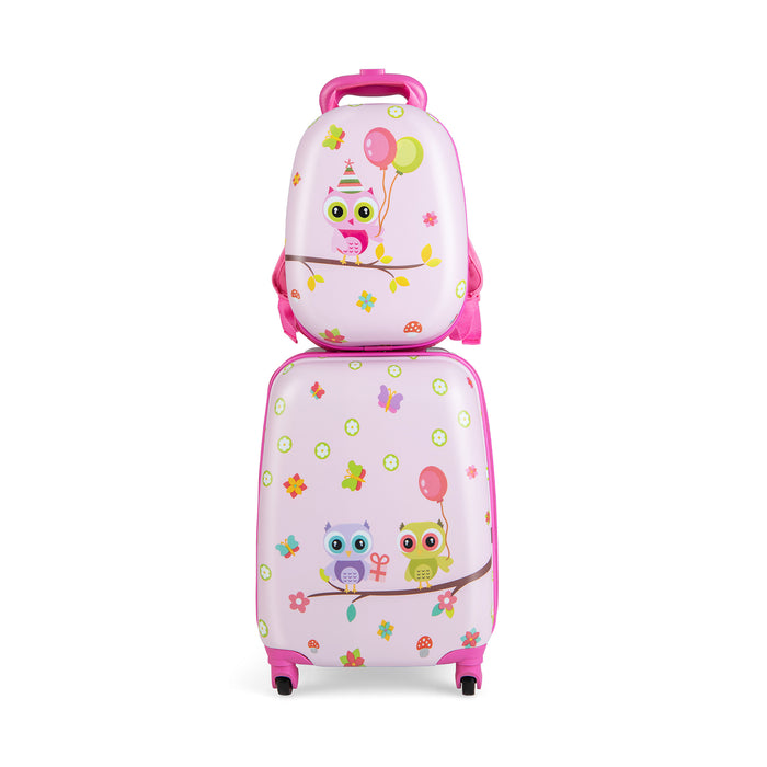 Luggage Set for Kids - 2 Pieces with Wheels and Adjustable Handle, Blue - Ideal for Comfortable and Convenient Travelling for Children