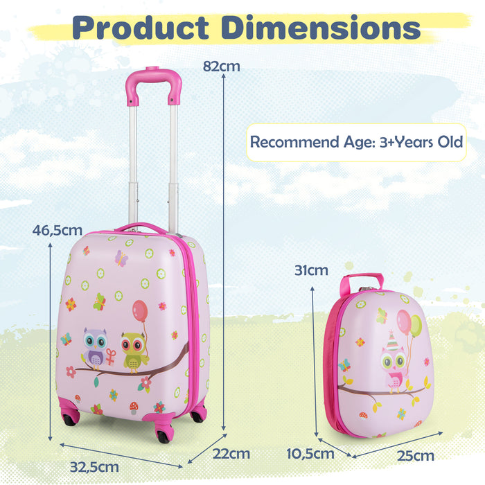 Luggage Set for Kids - 2 Pieces with Wheels and Adjustable Handle, Blue - Ideal for Comfortable and Convenient Travelling for Children