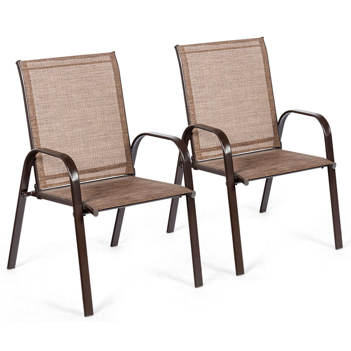 Outdoor Furniture Collection - 2 Piece Breathable Fabric Patio Camping Chairs in Brown - Ideal for Outdoor Activities and Leisure Spaces