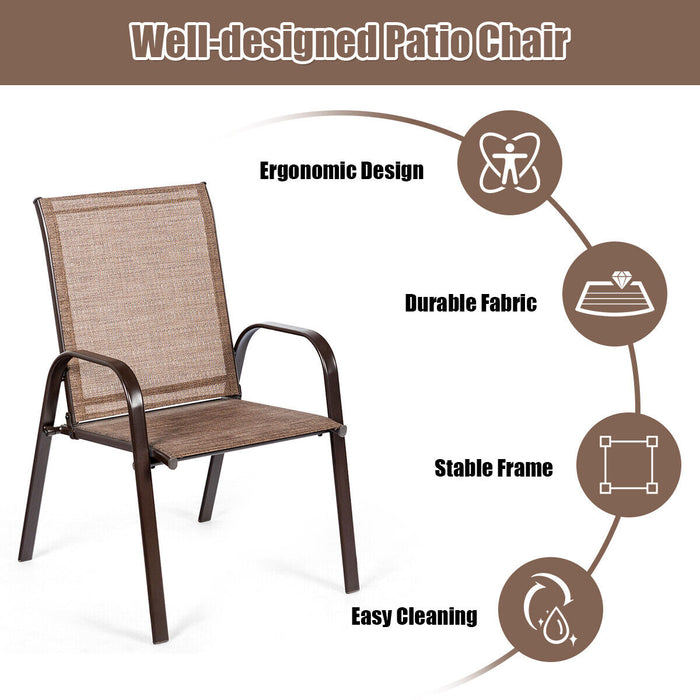 Outdoor Furniture Collection - 2 Piece Breathable Fabric Patio Camping Chairs in Brown - Ideal for Outdoor Activities and Leisure Spaces
