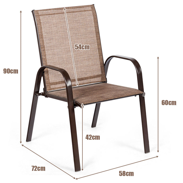 Outdoor Furniture Collection - 2 Piece Breathable Fabric Patio Camping Chairs in Brown - Ideal for Outdoor Activities and Leisure Spaces