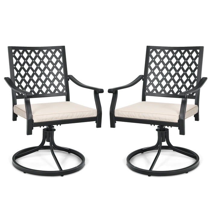 Outdoor Swivel Chair Set - 2-Piece Patio Bistro Dining Chairs with Soft Seat Cushions - Ideal Garden Furniture for Comfortable Outdoor Dining