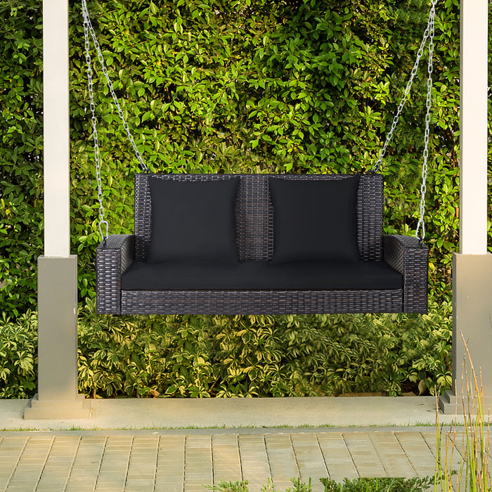 Patio Porch Swing - 2-Seat Rattan Design with Solid Steel Chains - Ideal for Outdoor Relaxation