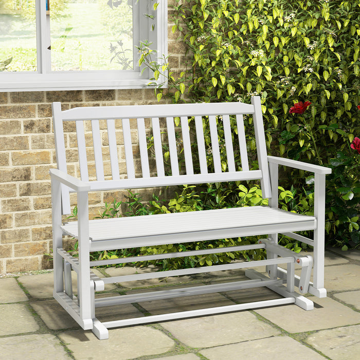 Outdoor Glider Bench with 2 Seats - Featuring Armrests and Slatted Seat Design - Ideal for Patio Relaxation and Socialization