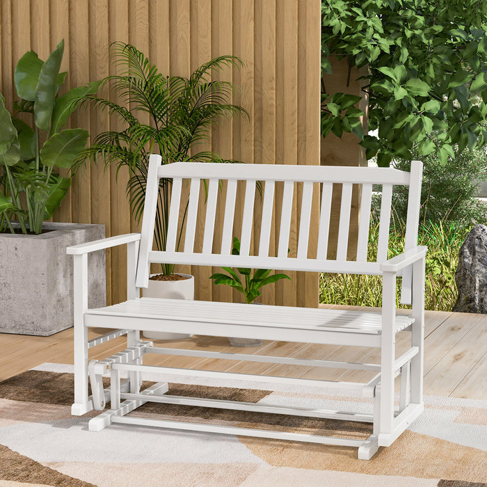 Outdoor Glider Bench with 2 Seats - Featuring Armrests and Slatted Seat Design - Ideal for Patio Relaxation and Socialization