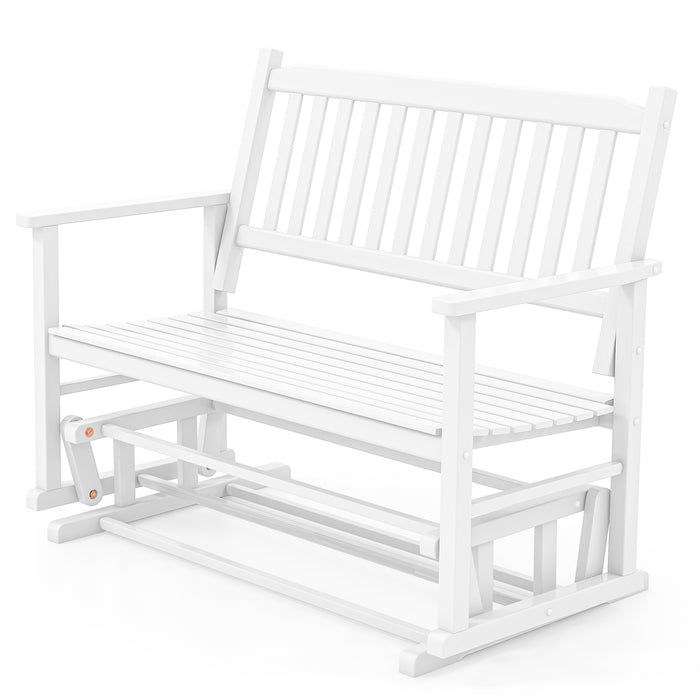 Outdoor Glider Bench with 2 Seats - Featuring Armrests and Slatted Seat Design - Ideal for Patio Relaxation and Socialization