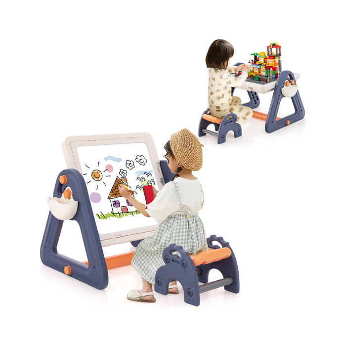 Art Table & Easel for Kids - 2-in-1 Design with Rotatable & Removable Desktop - Inspiring Creativity in Children, Perfect for Little Artists