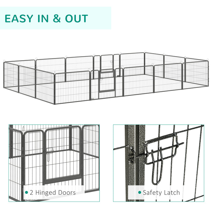 Heavy Duty 16-Panel Dog Playpen with Dual Entries - Portable Indoor/Outdoor Puppy Enclosure, 60cm Height - Ideal for Safe Pet Play & Training