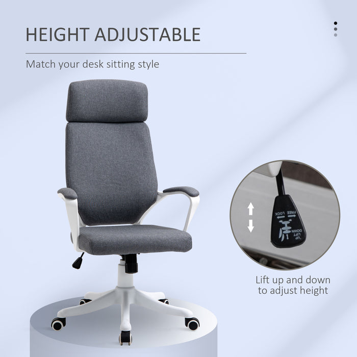 Ergonomic High-Back Office Chair - 360° Swivel, Adjustable Height with Lumbar Support - Comfortable Desk Task Chair for Home or Office Workers