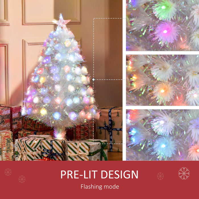 Fiber Optic LED Pre-Lit Artificial Christmas Tree, 3 Feet - Shimmering White Holiday Home Décor - Perfect Xmas Centerpiece for Small Spaces