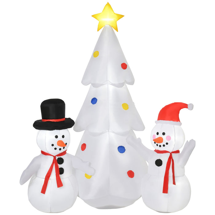 Inflatable Christmas Tree 1.9M with Star Topper and Snowmen - LED-Illuminated Holiday Display for Indoor & Outdoor Decor - Garden & Lawn Festive Ornament for Seasonal Celebrations