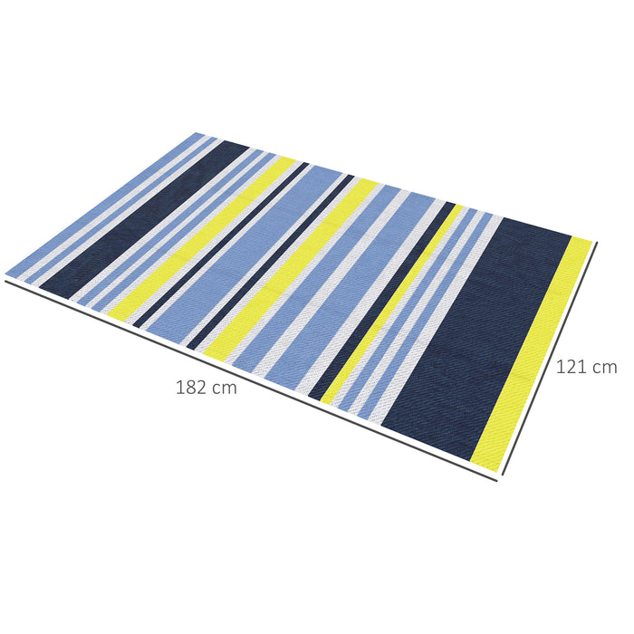 Reversible Patio & Camping Rug - Weather-Resistant Plastic Straw Mat for Backyard, Deck, RV, Picnic, Beach, 121x182 cm - Ideal for Outdoor Enthusiasts and Travelers