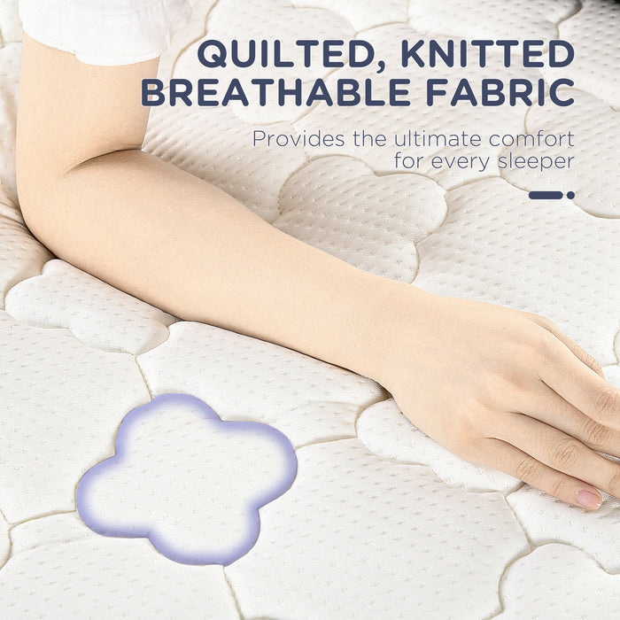 King Mattress with Pocket Springs - Breathable Foam & Individually Wrapped Coils, 200x150x18cm - Ideal for Comfortable, Supportive Sleep