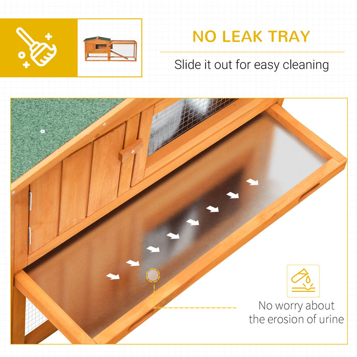 Outdoor Wooden Rabbit Hutch with Run - Spacious Bunny Cage with Sliding Tray, Hay Rack & Ramp, Ideal for Guinea Pigs - Easy-Access Hide House for Small Pets, 156x58x68cm