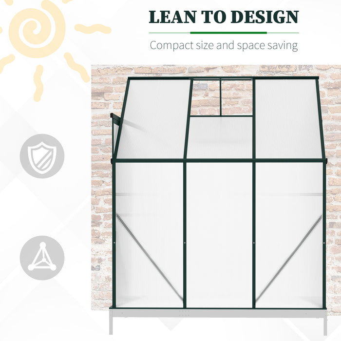 Heavy Duty Aluminium Walk-In Greenhouse - Polycarbonate Panels with Roof Vent, Green, 192x127x220 cm - Ideal for Plants, Herbs & Vegetables Gardening Enthusiasts