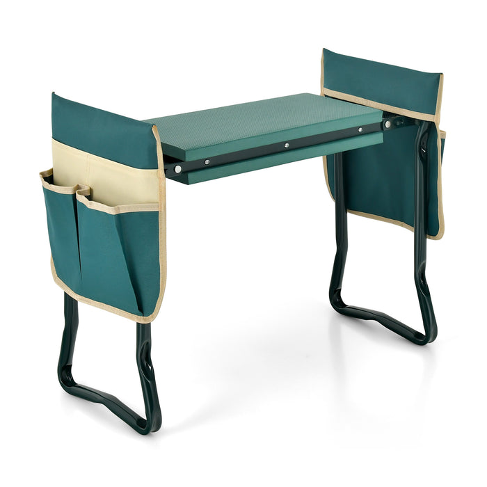 Foldable 2-in-1 Garden Kneeler and Seat - Comes with Tool Pouches for Convenient Storage - Perfect Accessory for Gardeners and Solving Knee Pain During Gardening