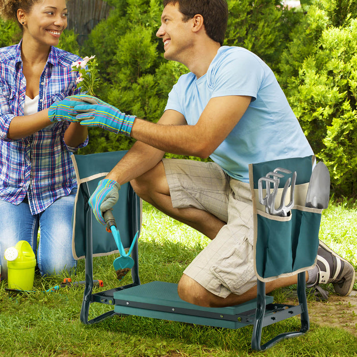 Foldable 2-in-1 Garden Kneeler and Seat - Comes with Tool Pouches for Convenient Storage - Perfect Accessory for Gardeners and Solving Knee Pain During Gardening