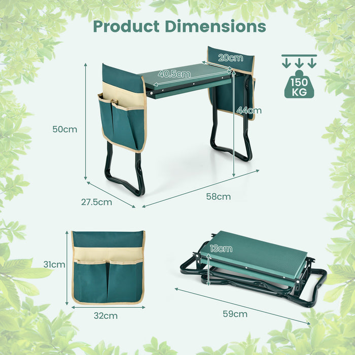 Foldable 2-in-1 Garden Kneeler and Seat - Comes with Tool Pouches for Convenient Storage - Perfect Accessory for Gardeners and Solving Knee Pain During Gardening