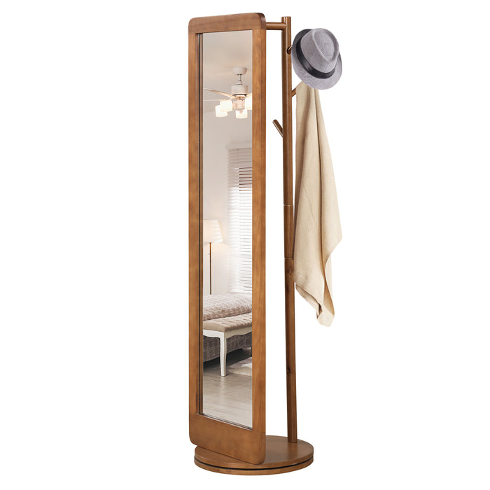 Rotating 2-in-1 Coat Stand - Full-Length Mirror and Coat Rack - Ideal Storage Solution for Hallways and Bedrooms