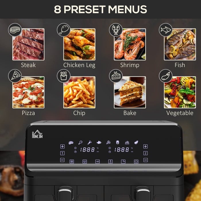 8L Family Air Fryer - Double Oven with Digital Display & 8 Cooking Presets, Includes Recipe Cookbook - Ideal for Healthy, Oil-Free Low Fat Cooking