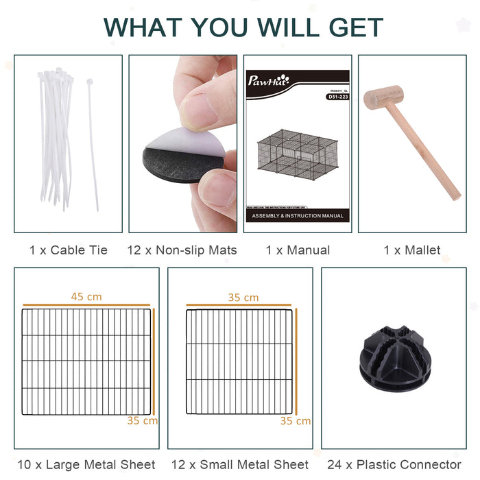 DIY Pet Playpen Metal Cage - 22-Piece Small Animal Enclosure with Door - Ideal for Bunnies, Chinchillas, Hedgehogs & Guinea Pigs