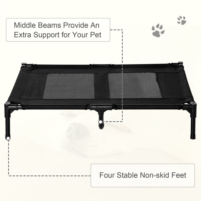 Elevated Pet Cot with Metal Frame - Large Cooling Mesh Bed for Dogs and Cats, Ideal for Camping and Outdoor Use - Lifted and Portable Design for Indoor Comfort and Airflow