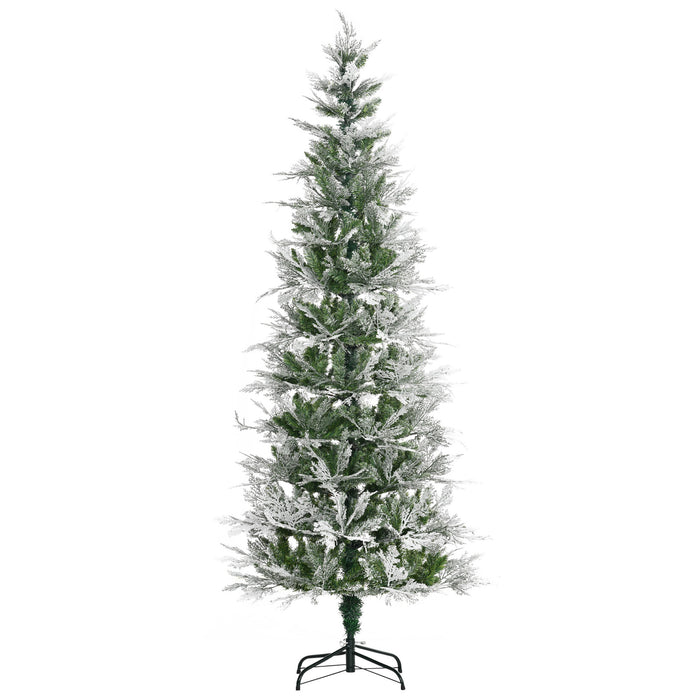 Realistic Cypress Snow-Flocked Artificial Christmas Tree with Auto-Open Feature - Lush Green Holiday Decor with Easy Setup - Perfect for Festive Home Displays