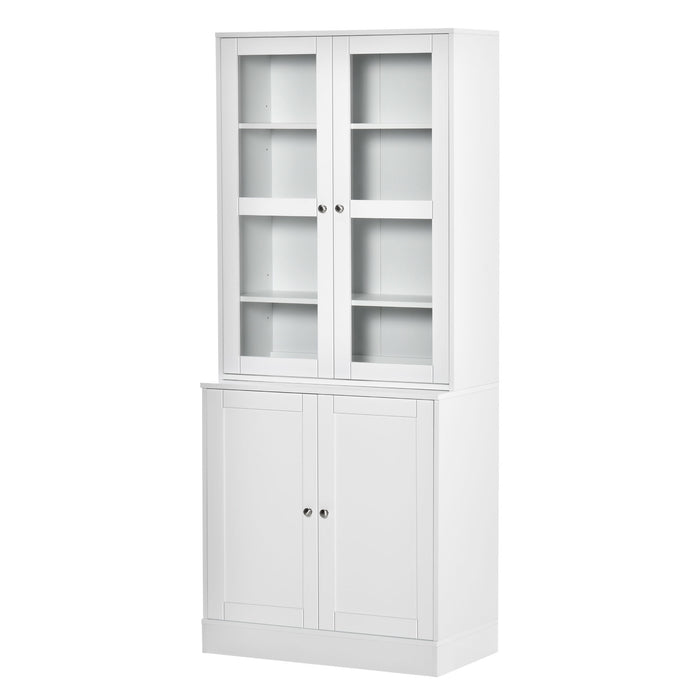 Modern White Bookcase with Doors - Adjustable Display Storage Cabinet for Home & Office - Ideal for Living Room Organization and Study Space