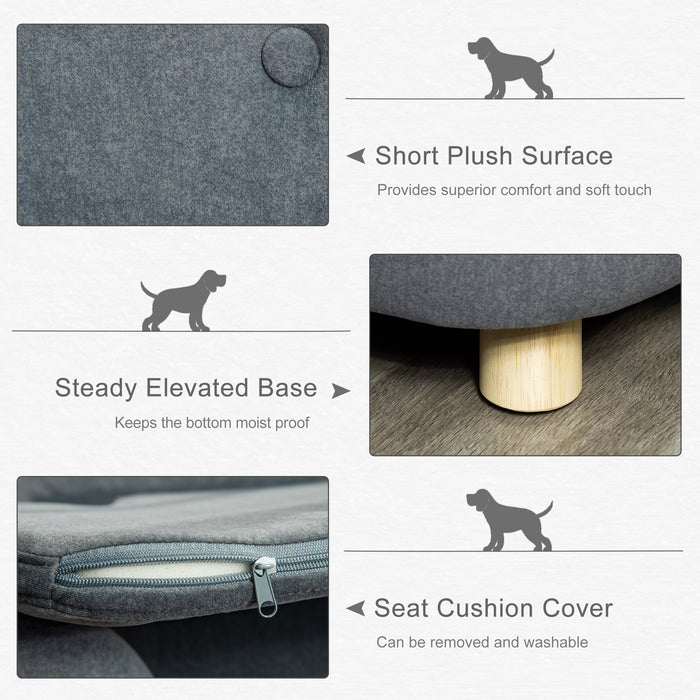 Pet Sofa Dog Bed Couch - Plush Covered Lounging Sofa with Washable Cushion and Durable Wooden Frame - Ideal for Small Dogs and Kittens, Cozy Resting Spot, 70x47x30cm, Stylish Grey
