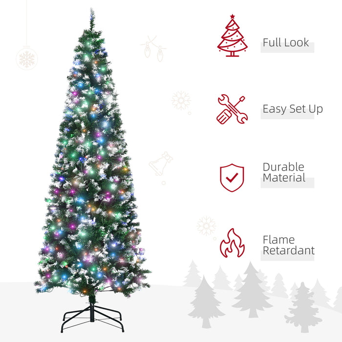 Slim 7-Ft Pre-Lit Artificial Christmas Tree - Realistic Branches, 350 Colorful LED Lights, 818 Tips - Ideal for Festive Xmas Decorations