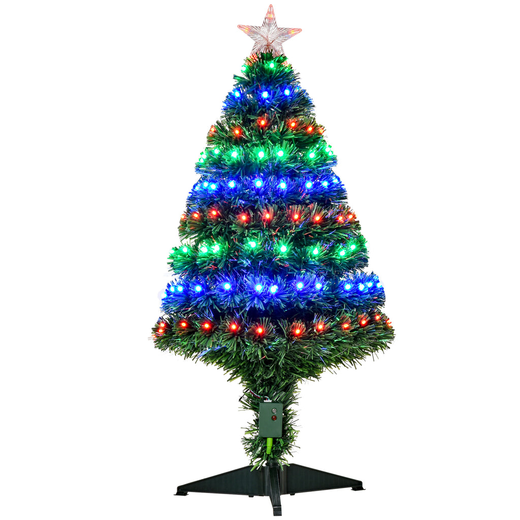 Fiber Optic Artificial Christmas Tree - 3ft/90cm Xmas Decoration with Color-Changing Lights - Perfect for Small Spaces & Holiday Celebrations
