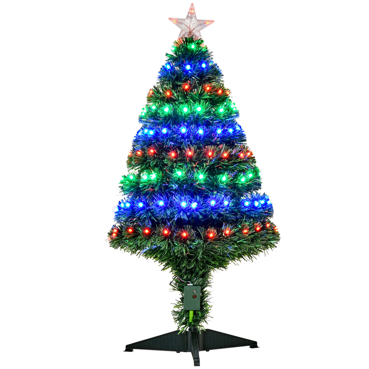 Fiber Optic Artificial Christmas Tree - 3ft/90cm Xmas Decoration with Color-Changing Lights - Perfect for Small Spaces & Holiday Celebrations