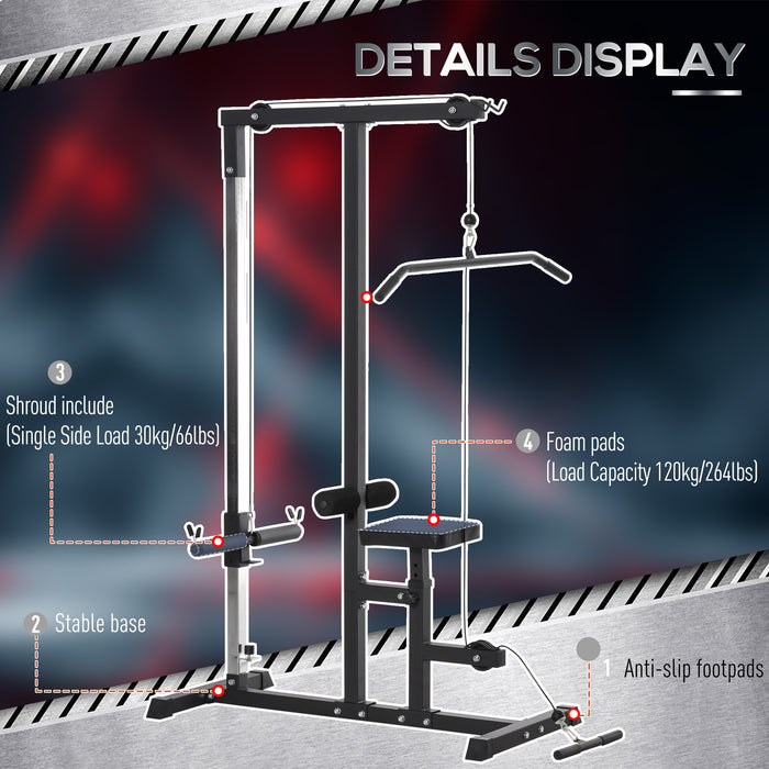 Power Tower - Multi-Level Adjustable Pulldown and Dip Station for Weighted Ab Crunches - Home Gym Equipment for Full Body Workouts and Strength Building
