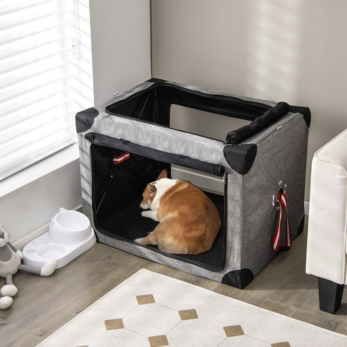 3-Door Folding Soft Kennel with Metal Frame - Dog House with Removable Pad for Comfort - Convenient Solution for Your Pet's Rest and Travel Needs